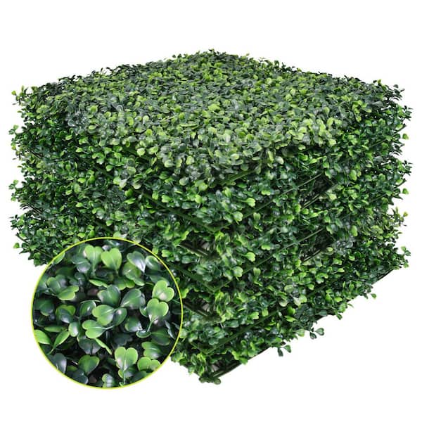 Unbranded 12-Pieces 20 in.x20 in. Artificial Greenery Boxwood Panels UV Protection Boxwood Hedge Panels Wall Screen Greenery Wall