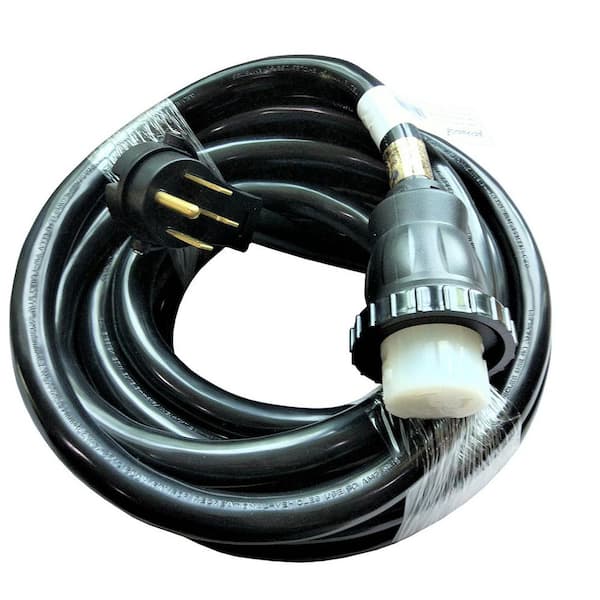 50 amp 125v/250 Power Cord Twist Electrical Lock Black For RV Marine Inlet W/LED 