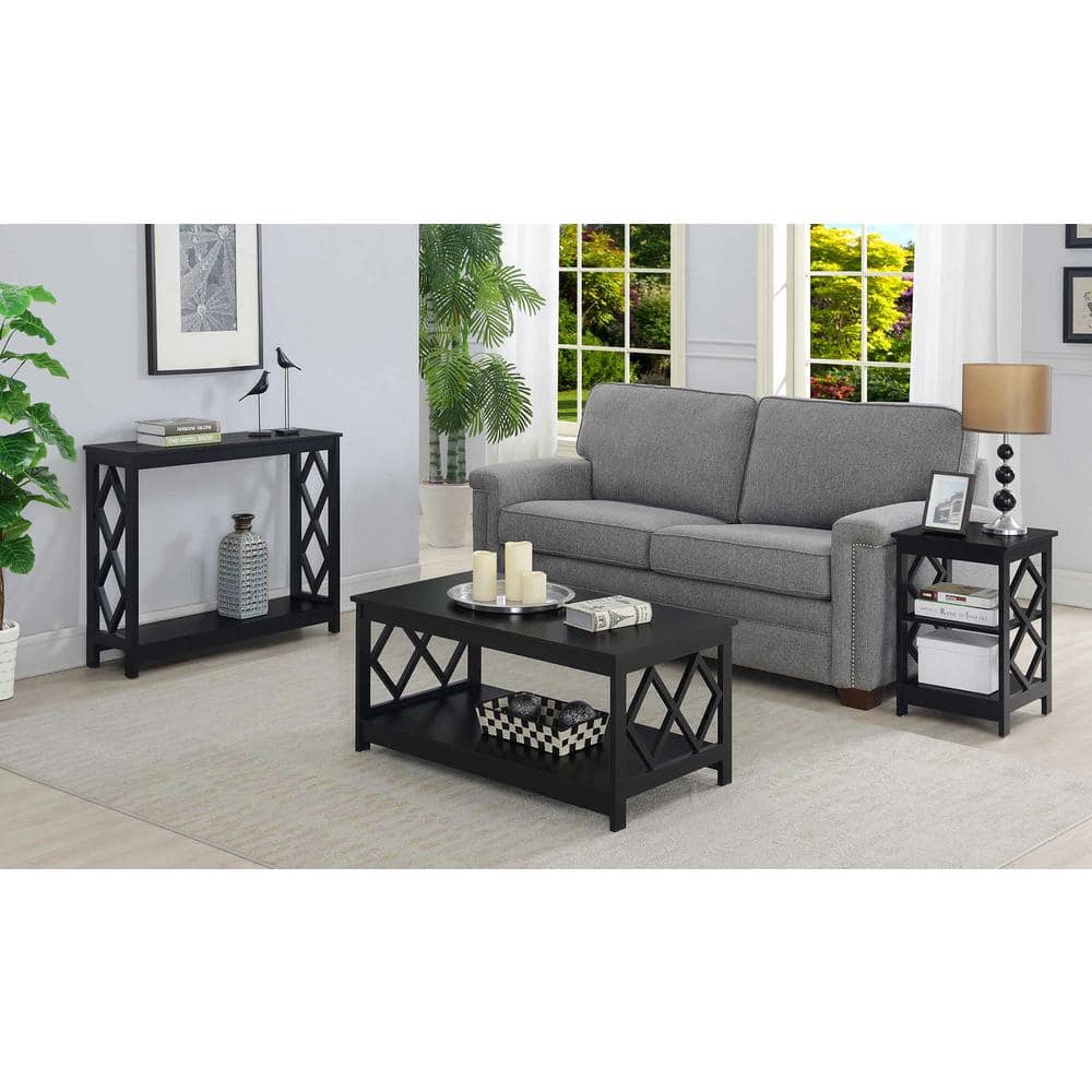 Contemporary Diamond Cut-Out Black Coffee Table