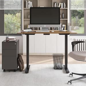 Derwin 47 in. Rectangular Light Brown MDF Standing Desk with File Cabinet