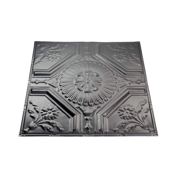 Rochester 2 ft. x 2 ft. Nail-Up Tin Ceiling Tile in Argento (Case of 5)
