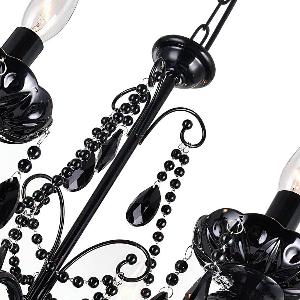 Mini Keen 3-Light Black Crystal Chandelier with Candelabra Bulbs