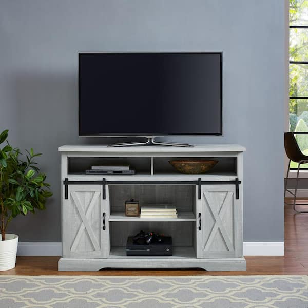 Walker Edison Furniture Company 52 in. Stone Gray Composite TV Stand 56 in. with Doors