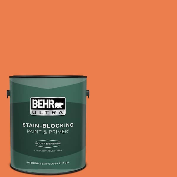 BEHR ULTRA 1 gal. #P200-6 Sizzling Sunset Extra Durable Semi-Gloss Enamel Interior Paint & Primer