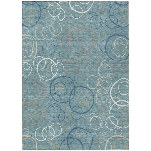 Chantille Machine Washable Indoor/Outdoor Abstract ACN2408 Teal 5 ft. x 7 ft. 6 in. Area Rug