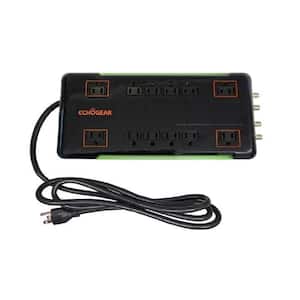 12-Outlet Power Strip Surge Protector with 3420J, 2 Pairs of Coax Connectors & Wall Mounting Slots in Black