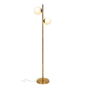 65 in. 2-Light Gold LED Floor Lamp with Frosted Globe Shades