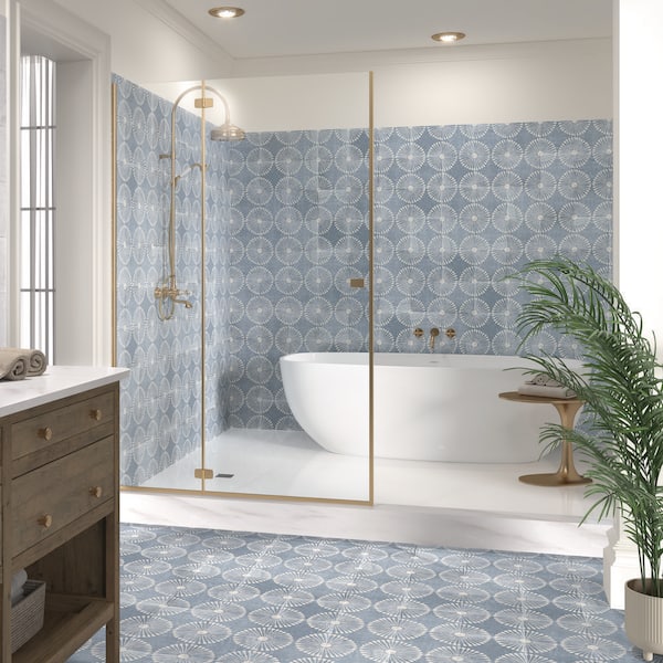 Merena Blue 8 in. x 8 in. Matte Porcelain Square Wall and Floor Tile (10.763 sq. ft. /Case)