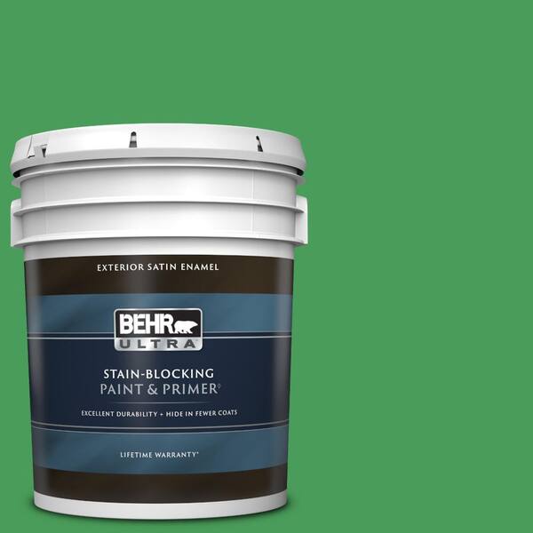 BEHR ULTRA 5 gal. #P400-6 Clover Patch Satin Enamel Exterior Paint & Primer