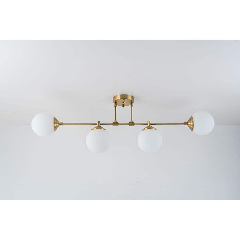 Ceder 4-Light 39.8 in.L Brushed Brass Linear Semi-Flush Mount with Opal Glass for Kitchen Island and Dining Table price history on PriceWatchPro
