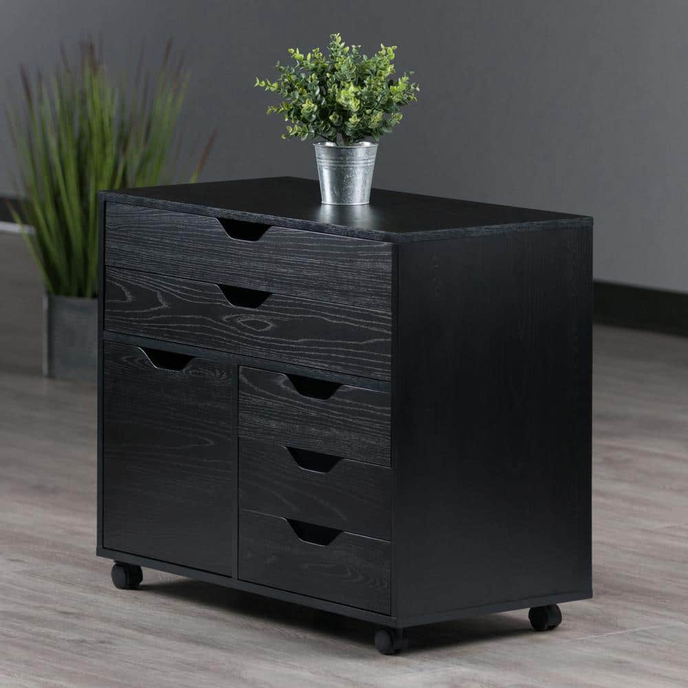 Modern Halifax 5-Drawer Mobile Storage Cabinet in Black