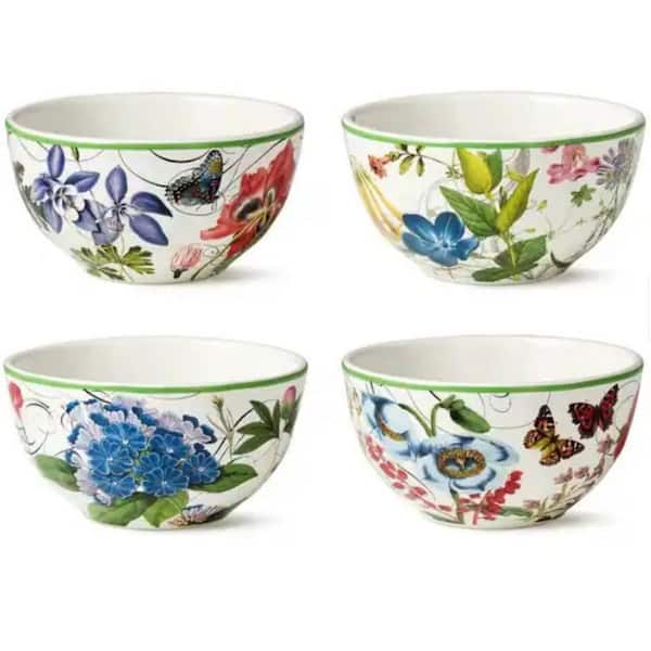 Certified International 24 fl. oz. Multi-Colored Ceramic Greenhouse Ice Cream Bowls (Set of 4)