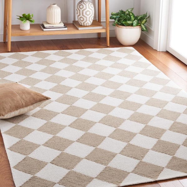 Martha Stewart Natural/Beige 8 ft. x 10 ft. Diamond Striped Area Rug