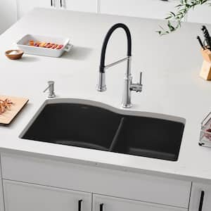 DIAMOND Undermount Granite Composite 32 in. 60/40 Double Bowl Kitchen Sink in Anthracite