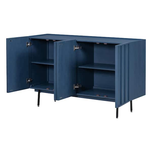 COWLOWN 55.3 in. W x 16.9 in. D x 33.8 in. H Bathroom Navy Blue Linen Cabinet