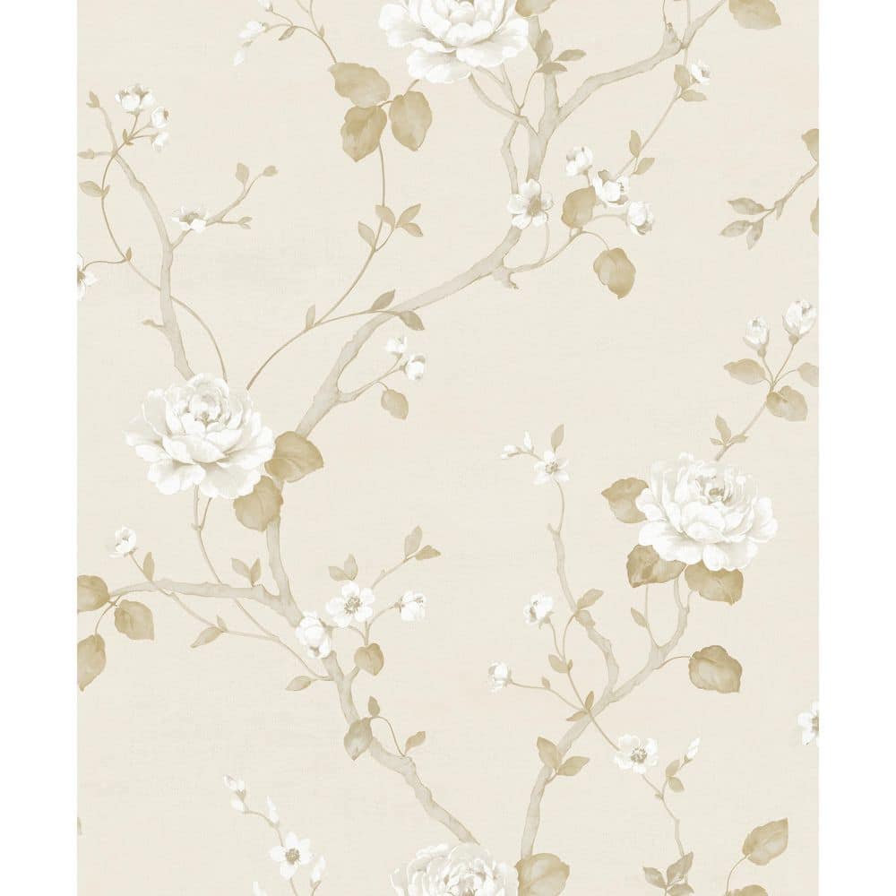 Palazzo 2 Collection Cream/Gold Luisella Floral Vine Vinyl on Non-Woven Non