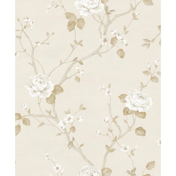 Unbranded Palazzo 2 Collection Cream/Gold Luisella Floral Vine Vinyl on Non-Woven Non-Pasted Wallpaper Sample