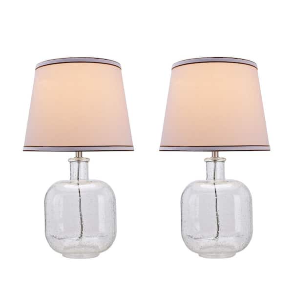 Clear Seedy Glass Table Lamp, Round Glass Table Lamp Shade
