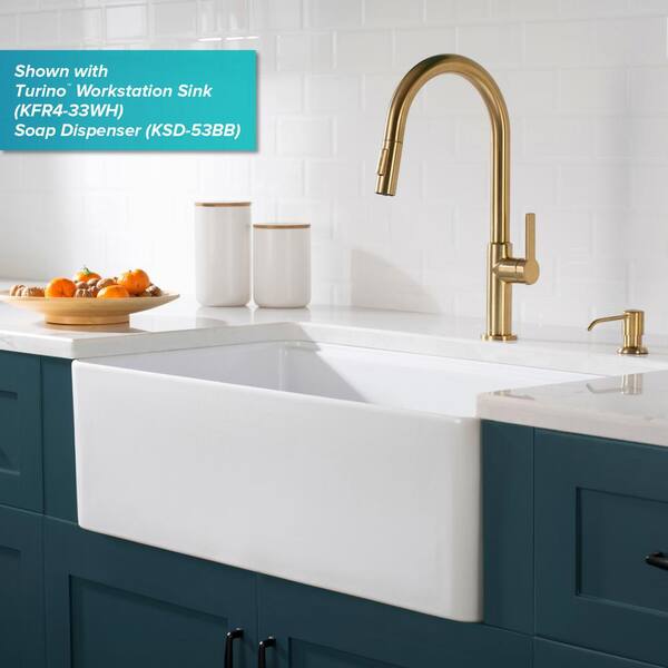 KRAUS Oletto High-Arc Single-Handle Pull-Down Sprayer Kitchen Faucet in  Brushed Brass KPF-2821BB - The Home Depot