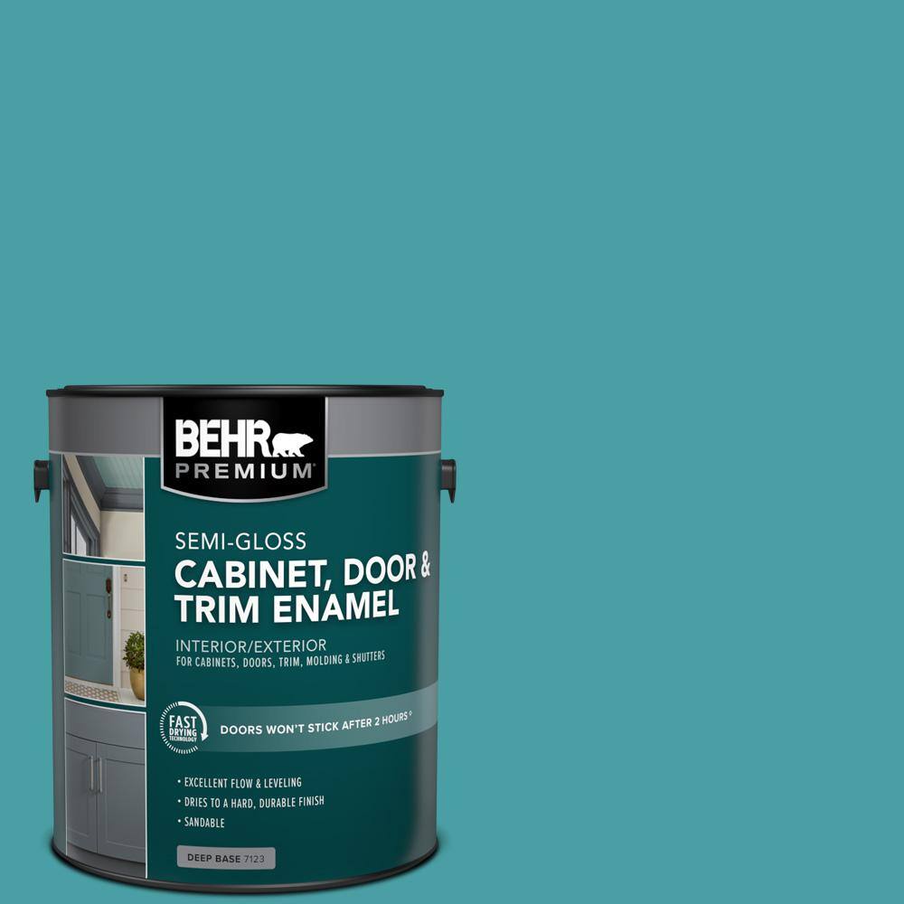 1 gal. #M460-5 Aqua Fresco Semi-Gloss Enamel Interior/Exterior Cabinet, Door & Trim Paint