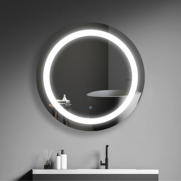 Unbranded 30 in. W x 30 in. H Large Round Frameless Anti-Fog Wall Bathroom Vanity Mirror in Silver
