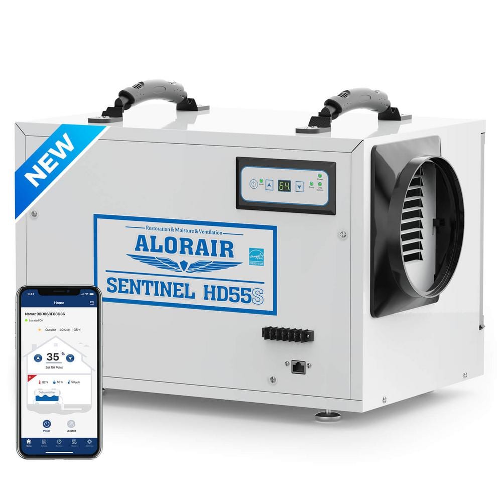 AlorAir Sentinel HD55 White Commercial Dehumidifier with Humidistat