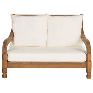 Pomona Teak Brown Outdoor Lounge Chair with Beige Cushion