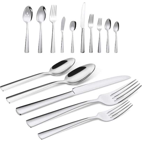 65-Piece Stainless Steel Flatware Set for 12 with Serving Utensils
