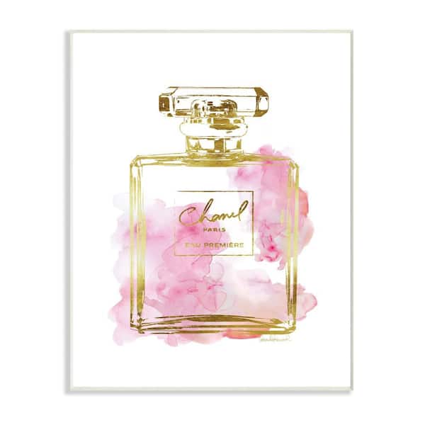 Stupell Industries 10 in. x 15 in. "Glam Perfume Bottle Gold Pink" by Amanda Greenwood Printed Wood Wall Art