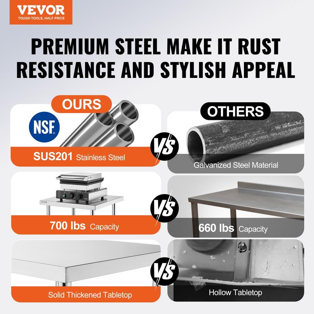 Stainless Steel Adjustable Height Kitchen Worktable