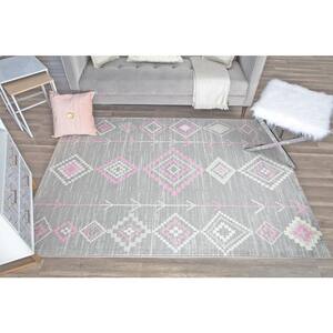 Soleil Native Blush Tribal Gray 8 ft. x 12 ft. Moroccan Area Rug