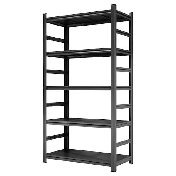 87 in. H Heavy-Duty Storage Rack, 5-Layer Adjustable Metal Shelf for Kitchen, Garages in Black