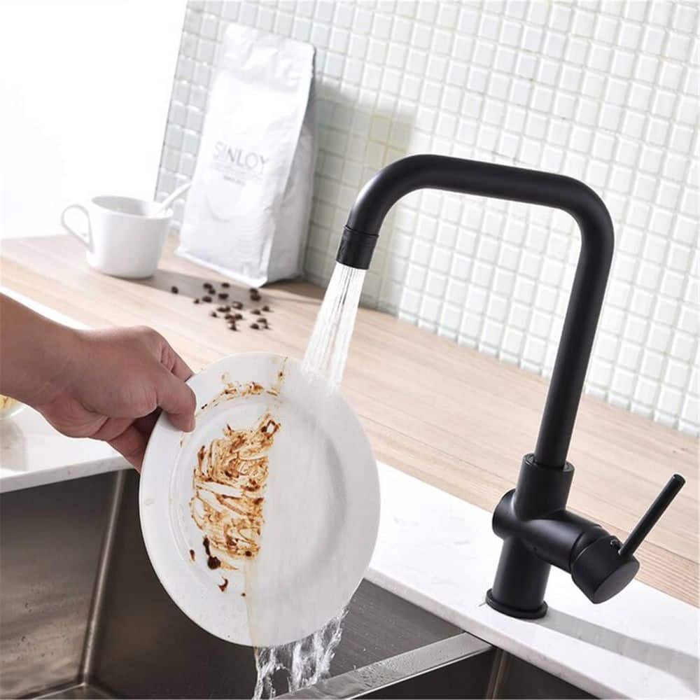 Single Handle Kitchen Faucet Modern Brass Single Hole Kitchen Sink Faucets High Arc Taps in Matte Black price history on PriceWatchPro