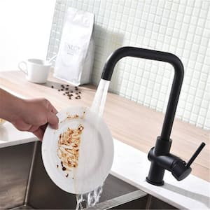 Single Handle Kitchen Faucet Modern Brass Single Hole Kitchen Sink Faucets High Arc Taps in Matte Black