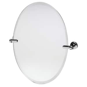 21 in. W x 24 in. H Frameless Oval Bathroom Vanity Mirror in chrome