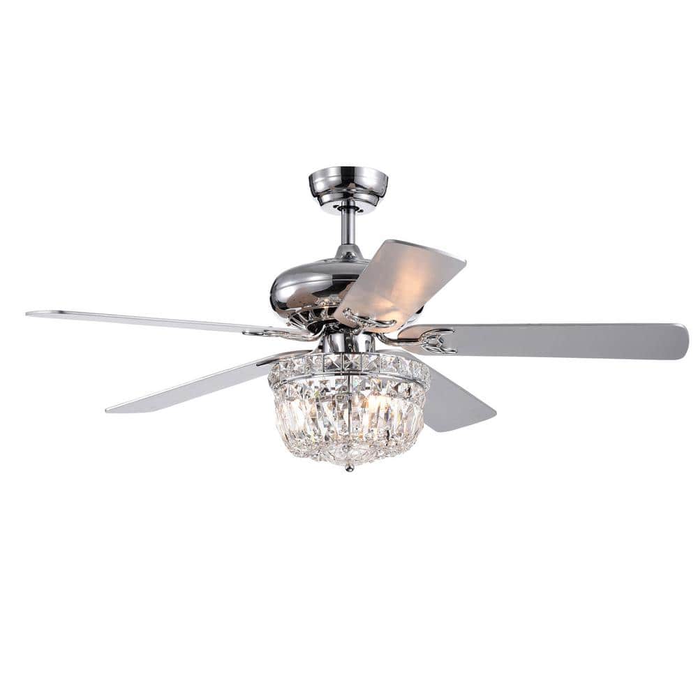 52 in. Smart Indoor Chrome Crystal Ceiling Fan with Integrated LED with Remote Control(Bulb Not Included) price history on PriceWatchPro