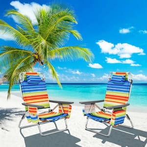 2-Pieces Aluminum Folding Backpack Beach Chair in Yellow with Pillow