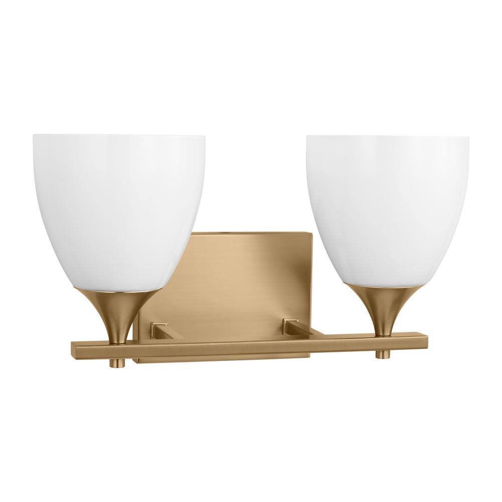 Satin Brass and Milk Glass 2-Light Wall Sconce