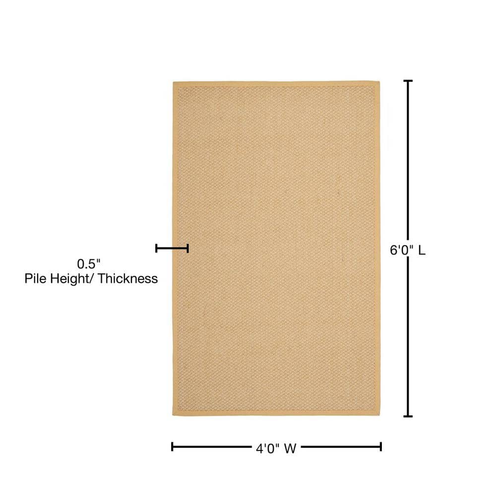 Maize Square Handmade Tufted Non-Slip Jute Area Rug, 4' x 6'