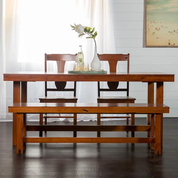 Walker Edison Furniture Company 6-Piece Rustic Wood Dining Set - Distressed Dark Oak