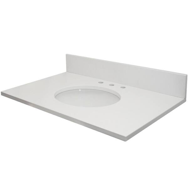 MarCraft Vista 25 in. W x 22 in. D Qt. Vanity Top in Serene White with White Round Single Sink