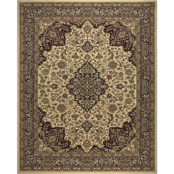 Home Decorators Collection Silk Road Ivory 4 ft. x 6 ft. Medallion Area Rug
