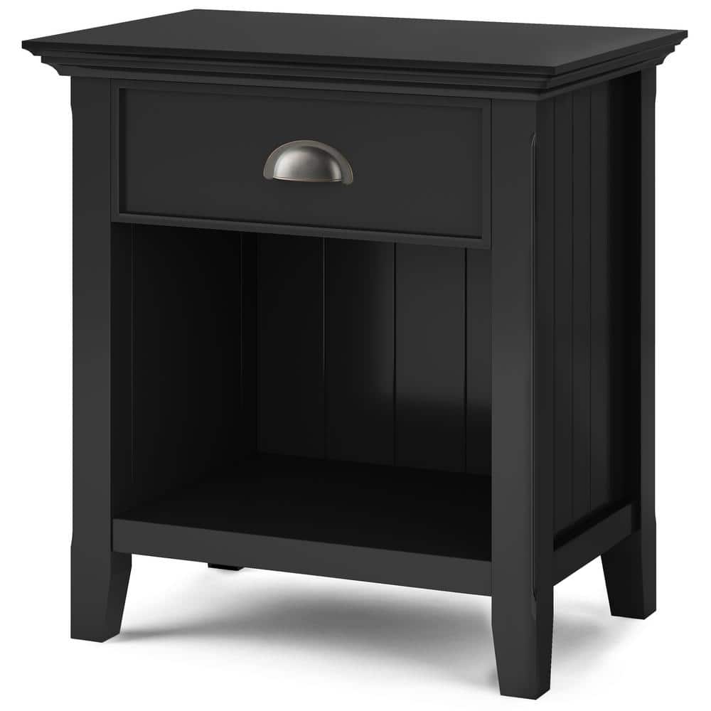 Acadian Black Solid Wood 24" Bedside Nightstand Table