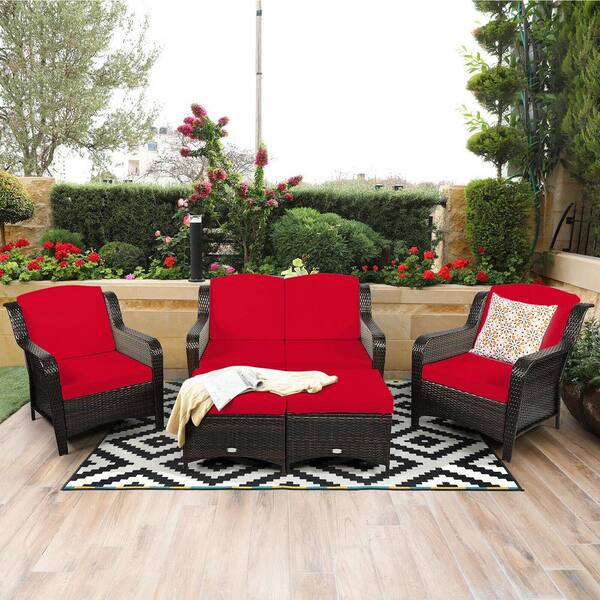 red cushion patio chairs