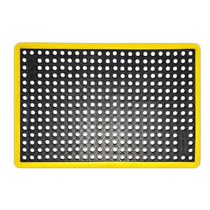 K-Series Safety Tract Black/Yellow 36 in. x 120 in. x 3/4 in. Drainage Rubber Grease-Resistant Indoor/Outdoor Mat