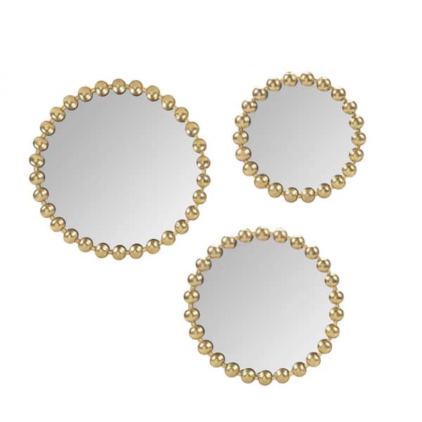 Madison Park Signature Marlowe Gold Beaded Round Wall Mirror 3-piece set