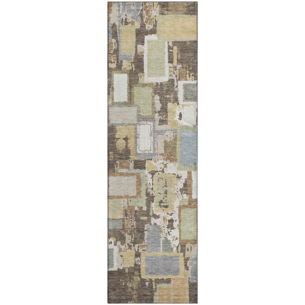 Mayfield Premium Machine Washable Abstract AMF2246 Brown 2 ft. x 7 ft. Runner Rug price history on PriceWatchPro