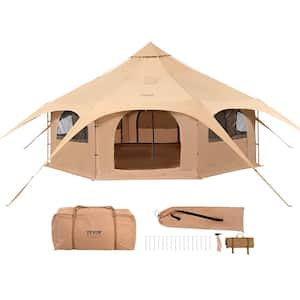 Canvas Tent, 4 Seasons 5 m/16.4 ft. Bell Tent, Canvas Tent for Camping with Stove Jack, Breathable Yurt Tent