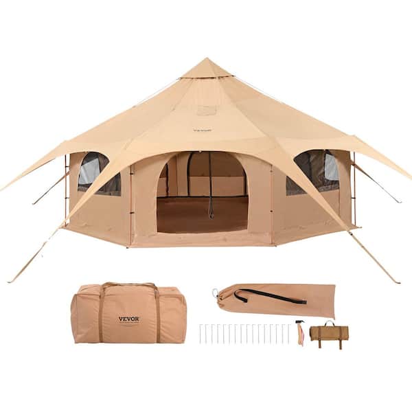 VEVOR Canvas Tent 4 Seasons 5 m/16.4 ft Bell Tent Canvas Tent for Camping with Stove Jack Breathable Yurt Tent