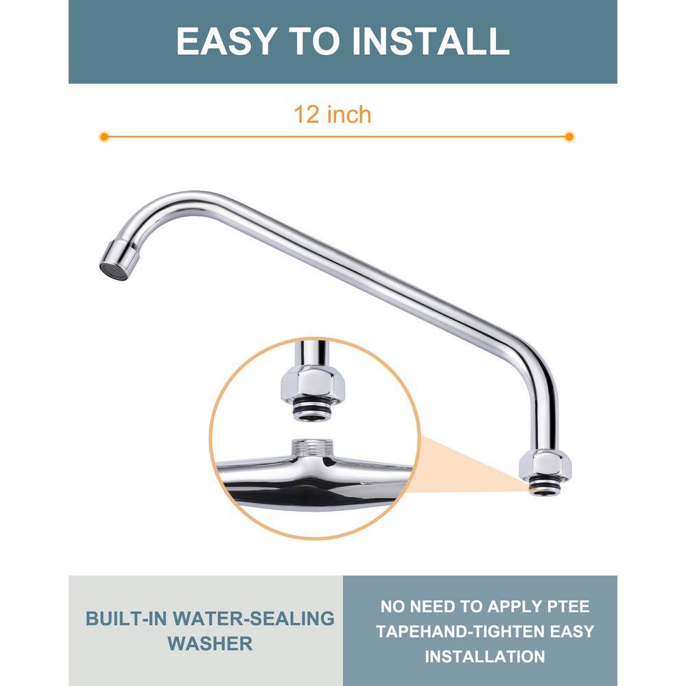 12" Polished Chrome Swivel Kitchen Faucet Spout Replacement